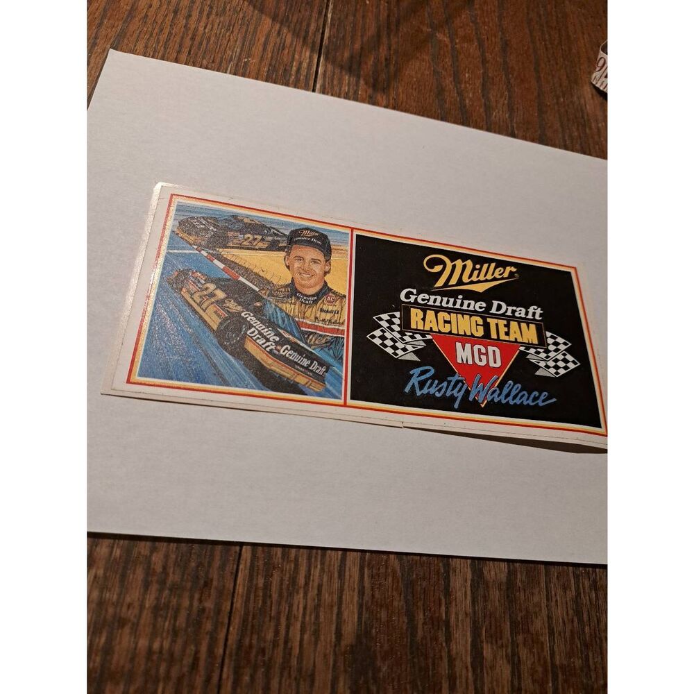 Vintage Rusty Wallace Fan Club Miller Nascar Bumper Sticker Race Car Mancave